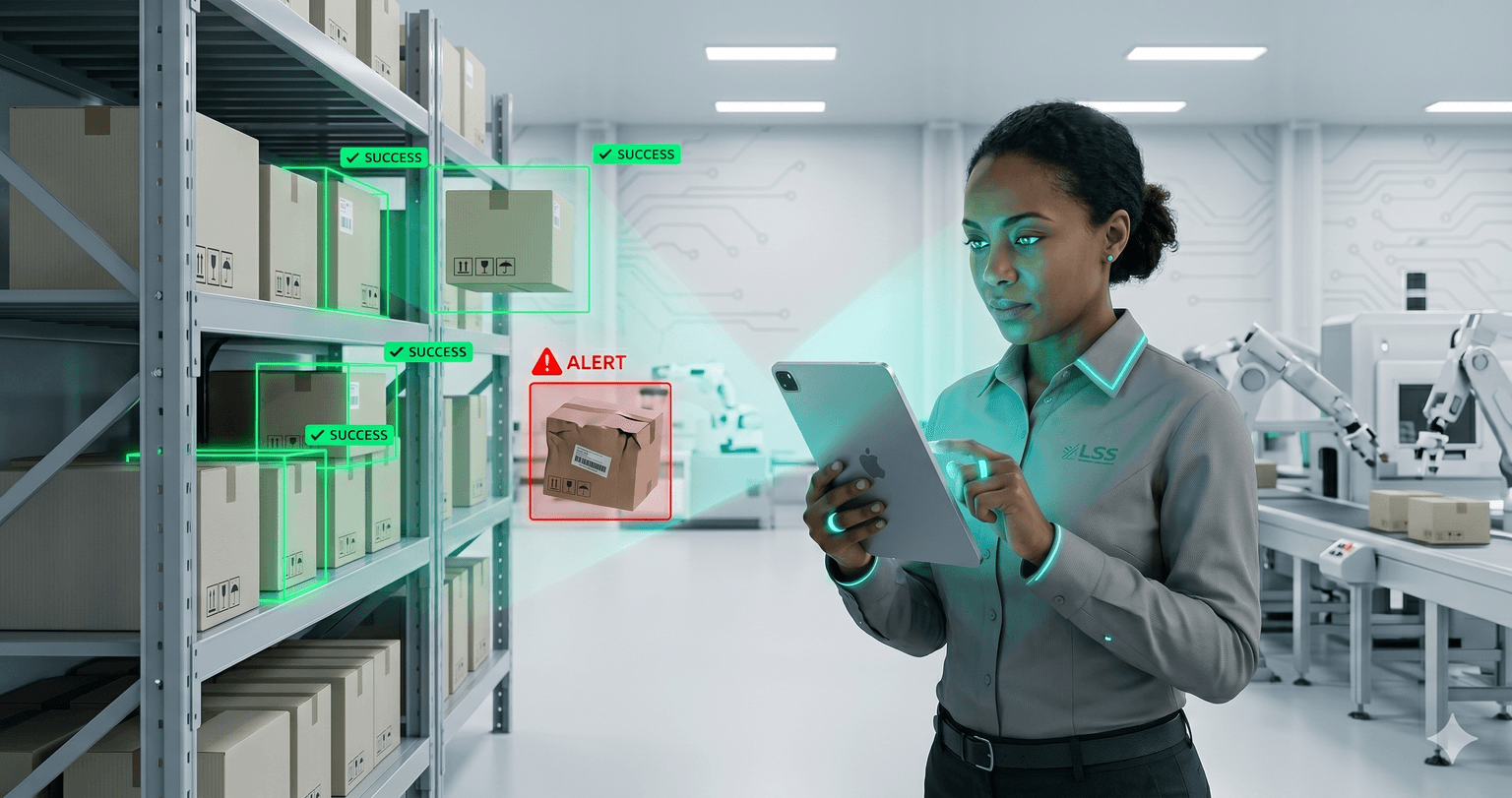 AI-driven vision systems counting boxes on a pallet and sorting parcels by label