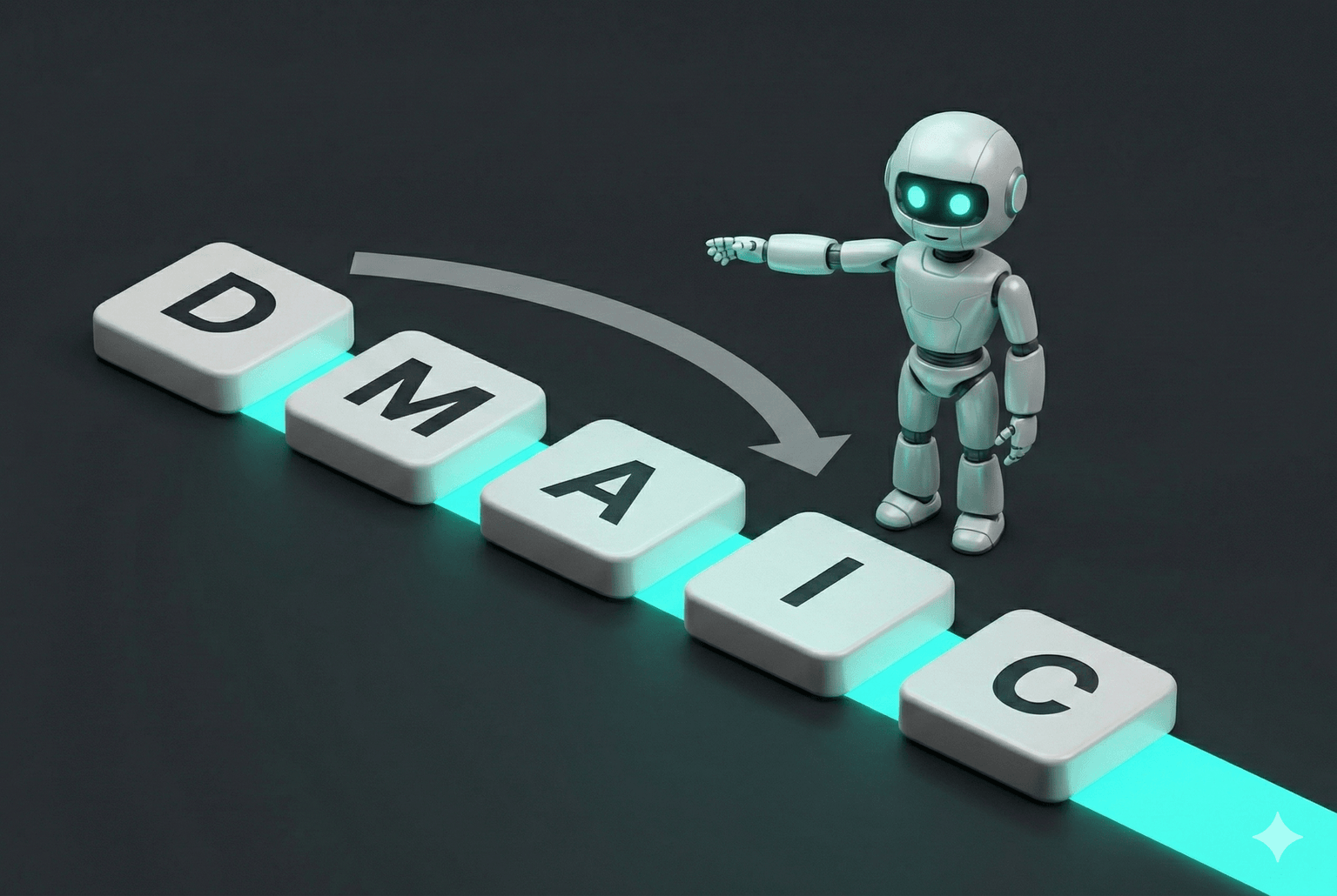 AI robot guiding through DMAIC phases